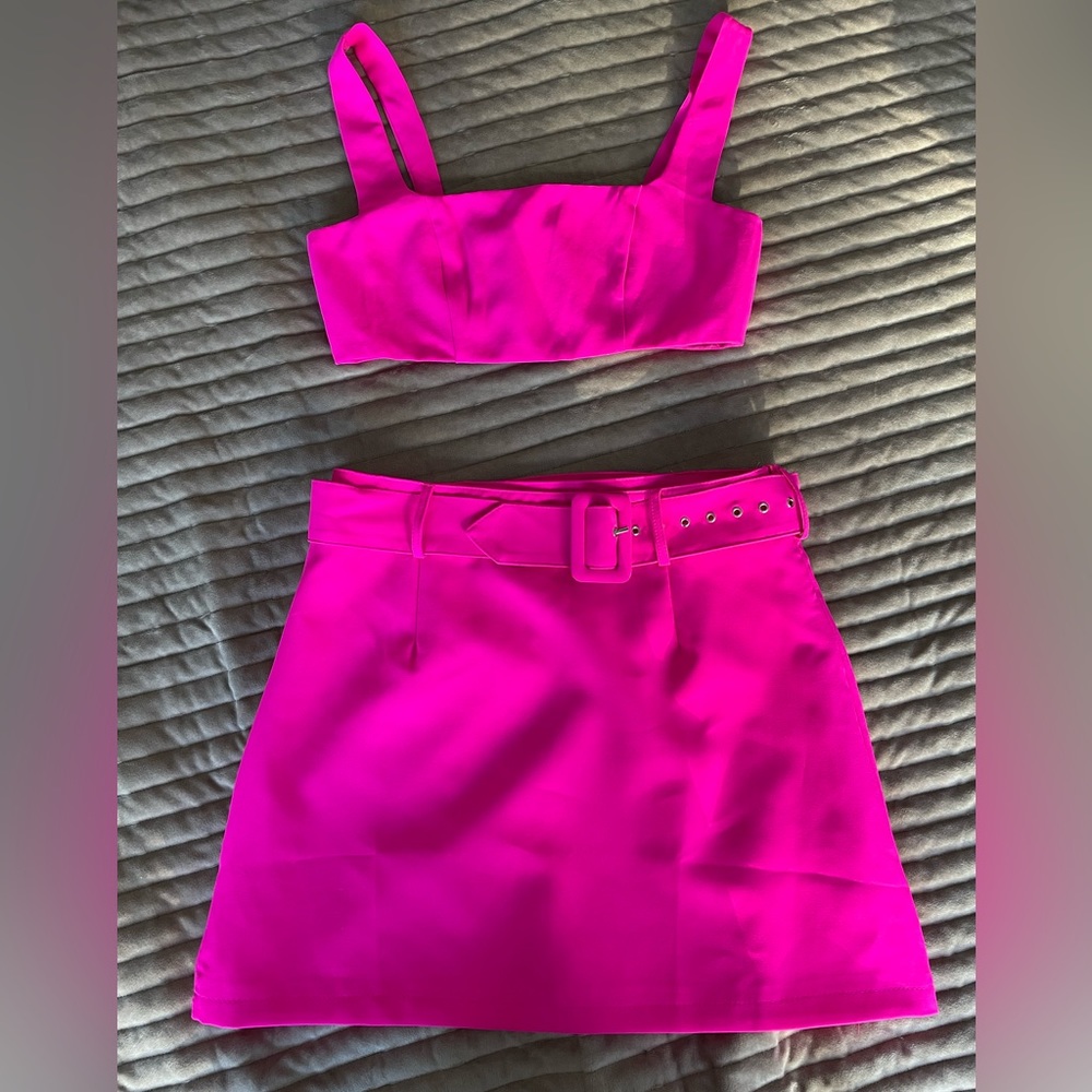 White Fox 2-Piece Set, Pink, Size S and M